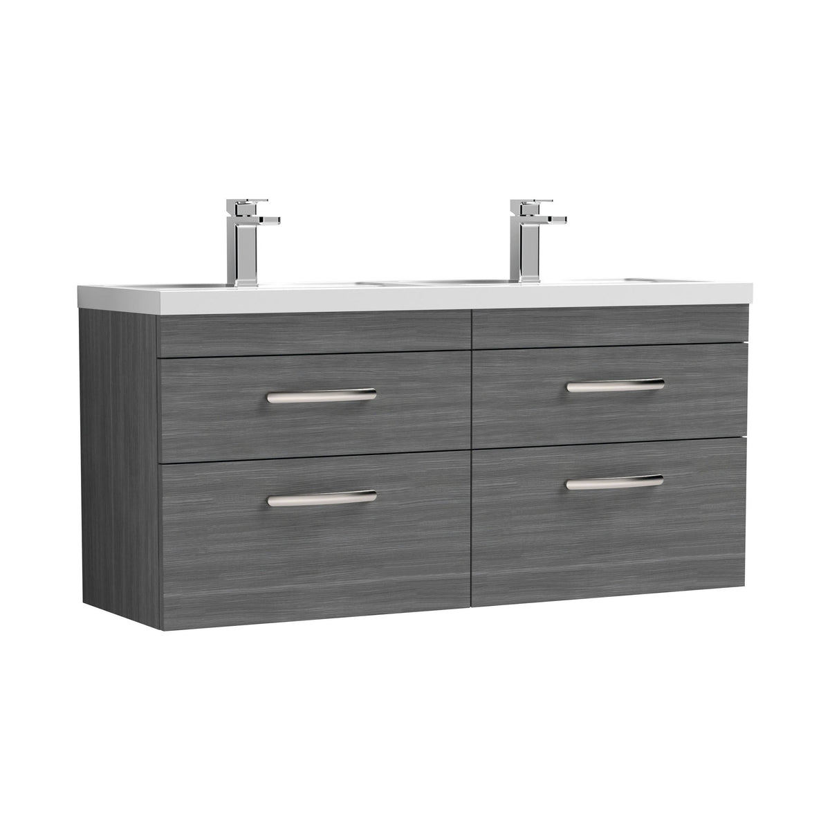 Nuie Athena 1200mm 4 Drawer Wall Hung Twin Vanity Unit With Basin, photo 6