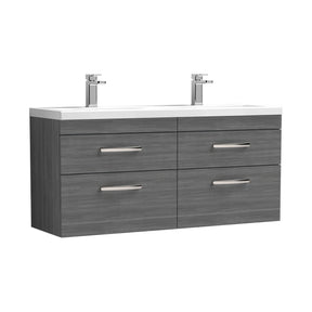 Nuie Athena 1200mm 4 Drawer Wall Hung Twin Vanity Unit With Basin, photo 2