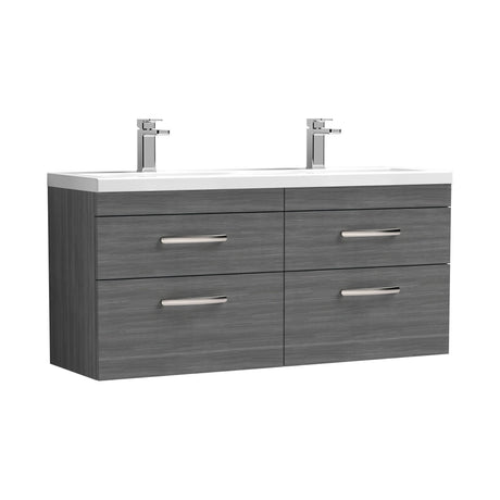 Nuie Athena 1200mm 4 Drawer Wall Hung Twin Vanity Unit With Basin, photo 2