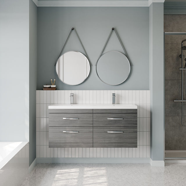 Nuie Athena 1200mm 4 Drawer Wall Hung Twin Vanity Unit With Basin