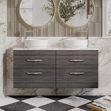Nuie Athena 1200mm 4 Drawer Wall Hung Vanity Unit With Worktop
