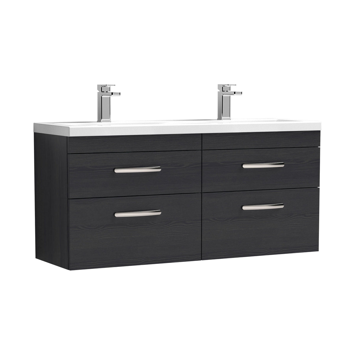 Nuie Athena 1200mm 4 Drawer Wall Hung Twin Vanity Unit With Basin, photo 3