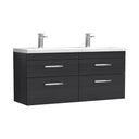 Nuie Athena 1200mm 4 Drawer Wall Hung Twin Vanity Unit With Basin, photo 3