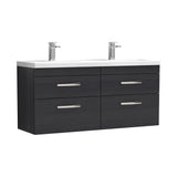 Nuie Athena 1200mm 4 Drawer Wall Hung Twin Vanity Unit With Basin, photo 3