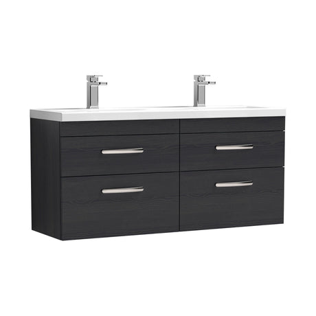 Nuie Athena 1200mm 4 Drawer Wall Hung Twin Vanity Unit With Basin, photo 3