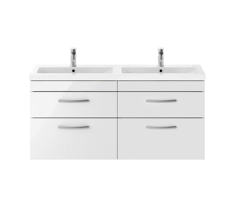 Nuie Athena 1200mm 4 Drawer Wall Hung Twin Vanity Unit With Basin, photo 4