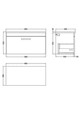 Nuie Athena 1 Drawer Wall Hung Vanity Unit With Worktop – 500mm, 600mm & 800mm, photo 11