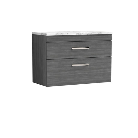Nuie Athena 2 Drawer Wall Hung Vanity Unit With Worktop – 500mm, 600mm, 800mm & 1200mm, photo 2