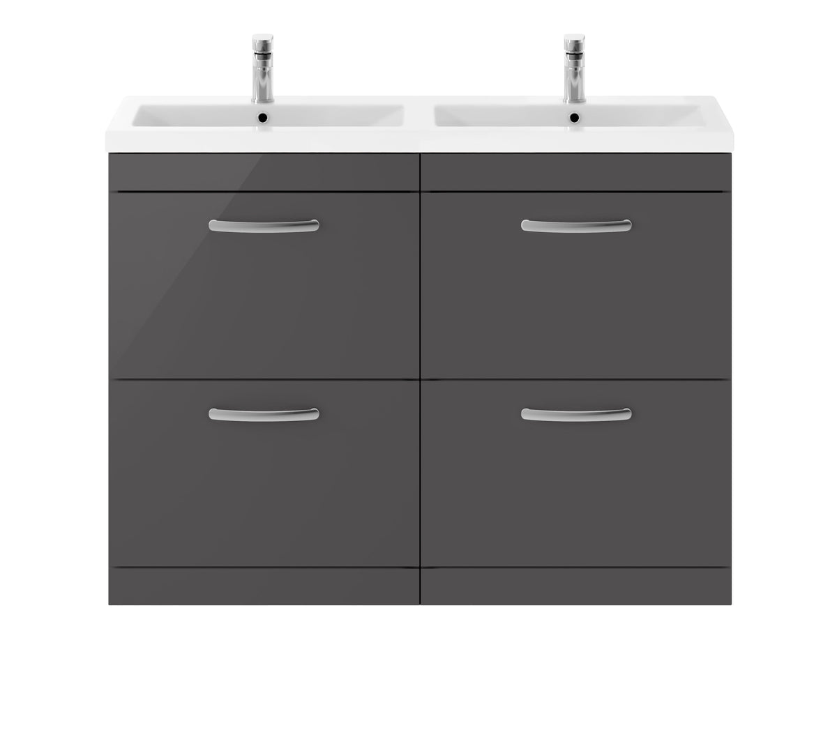 Nuie Athena 1200mm 4 Drawer Floor Standing Twin Vanity Unit With Basin, photo 5