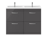 Nuie Athena 1200mm 4 Drawer Floor Standing Twin Vanity Unit With Basin, photo 5