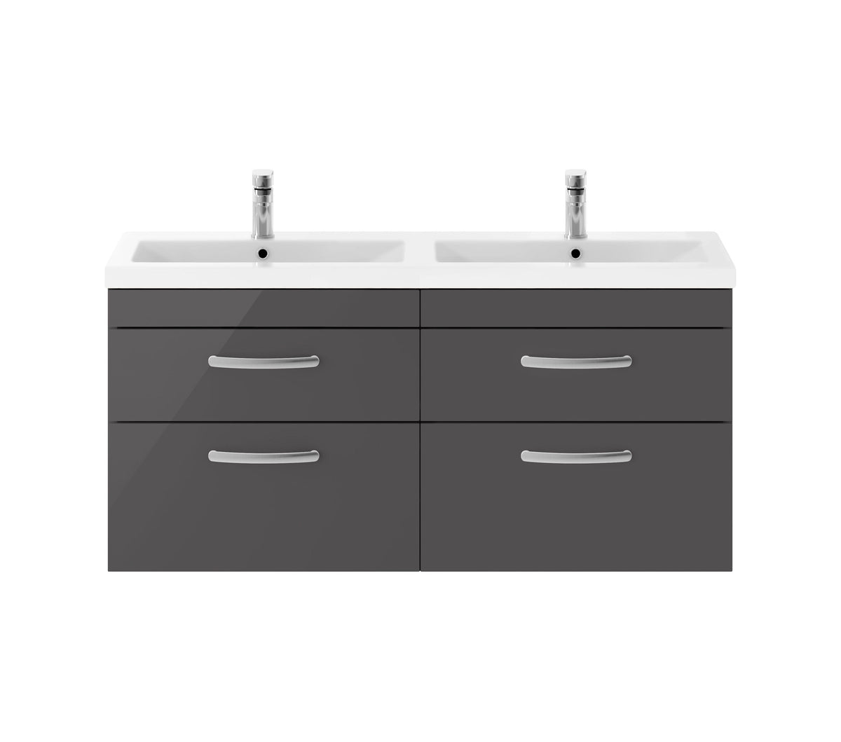 Nuie Athena 1200mm 4 Drawer Wall Hung Twin Vanity Unit With Basin, photo 5