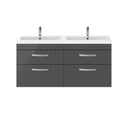 Nuie Athena 1200mm 4 Drawer Wall Hung Twin Vanity Unit With Basin, photo 5