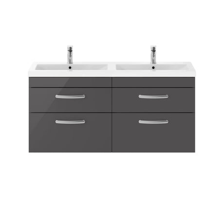 Nuie Athena 1200mm 4 Drawer Wall Hung Twin Vanity Unit With Basin, photo 5