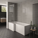 Kartell K-VIT Elite L-Shaped Shower Bath 1700x850mm Left Hand-White Gloss (BAT150ELB)