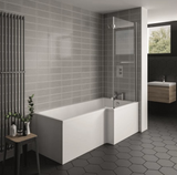 Kartell K-VIT Elite 1800mm x 850mm L Shaped Shower Bath Right Hand With Legs- White Gloss (BAT156ELB)