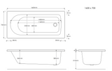 Kartell K-VIT Proton 1600 x 700 Contract Bath- White Gloss (BAT1600PRO)