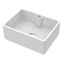 Nuie 595 x 450mm Fireclay Single Bowl Belfast Sink With Central Waste And Weir Overflow – White