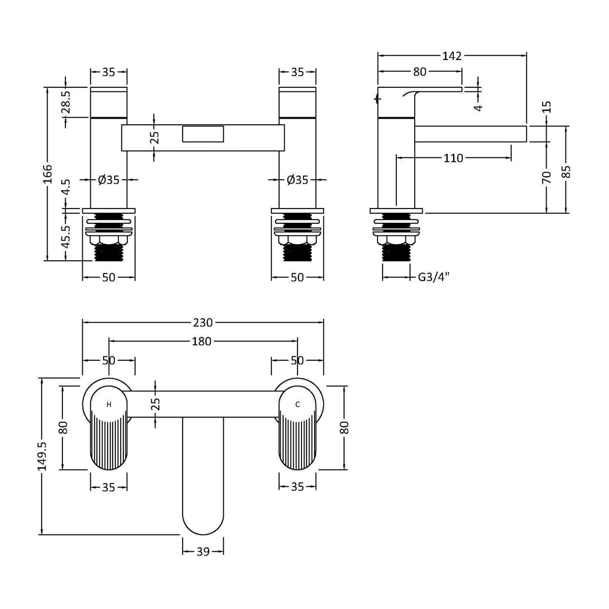 Nuie Cyprus Deck Mounted Bath Filler, photo 7