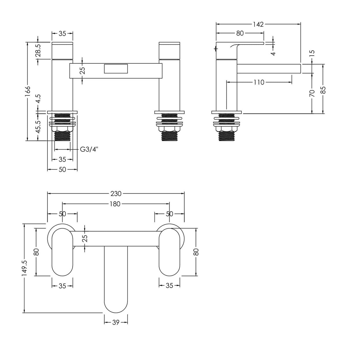 Nuie Binsey Deck Mounted Bath Filler, photo 7