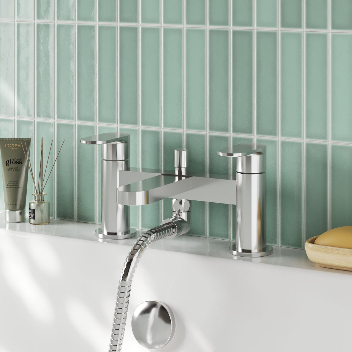 Nuie Binsey Deck Mounted Bath Shower Mixer With Kit – Chrome