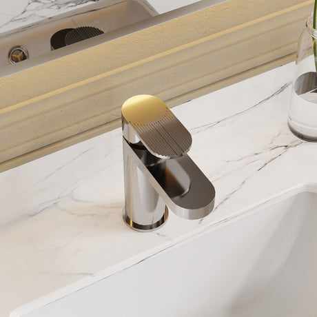 Nuie Cyprus Fluted Mono Basin Mixer With Push Button Waste – Chrome, photo 4