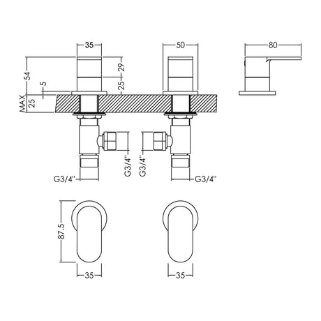 Nuie Binsey 3/4" Side Valves – Chrome, photo 3