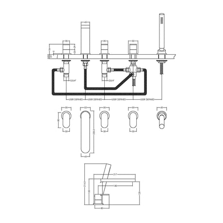 Nuie Binsey 5 Tap Hole Deck Mounted Bath Shower Mixer – Chrome, photo 3