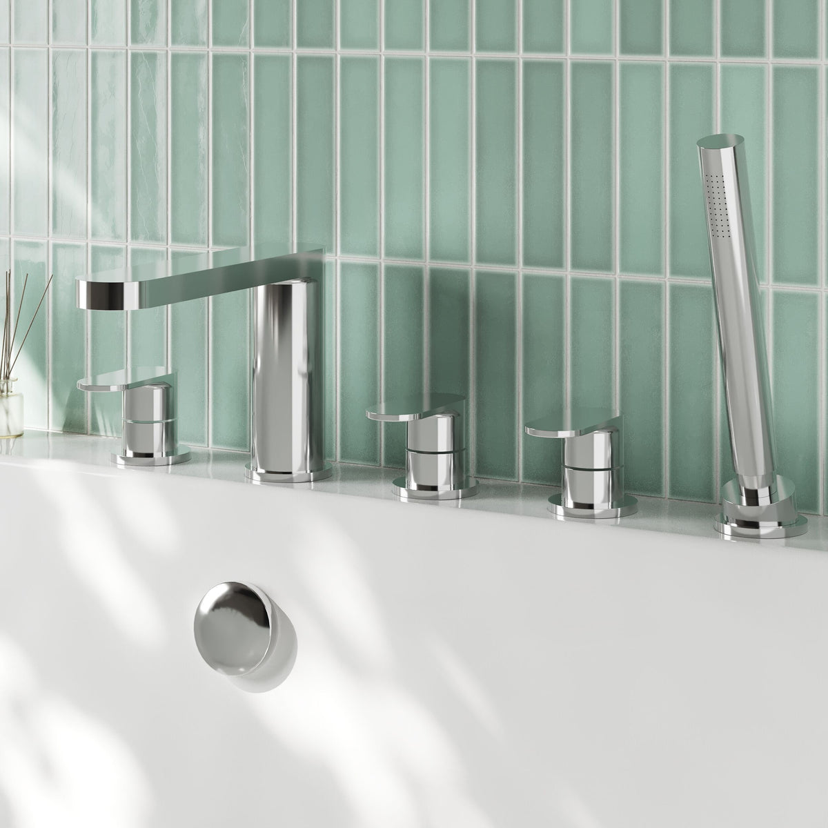 Nuie Binsey 5 Tap Hole Deck Mounted Bath Shower Mixer – Chrome