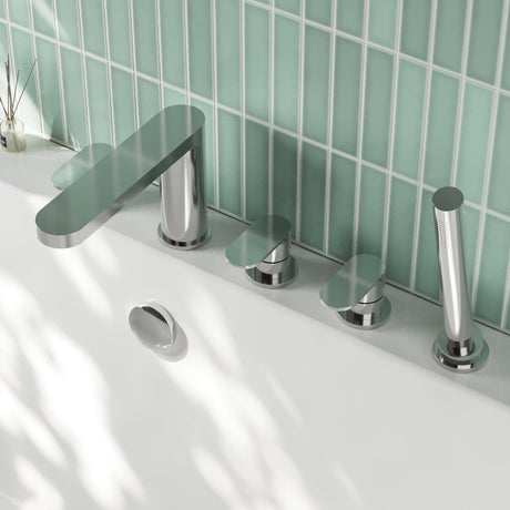 Nuie Binsey 5 Tap Hole Deck Mounted Bath Shower Mixer – Chrome, photo 4