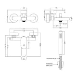 Nuie Binsey Wall Mounted Bath Shower Mixer With Kit – Chrome, photo 3