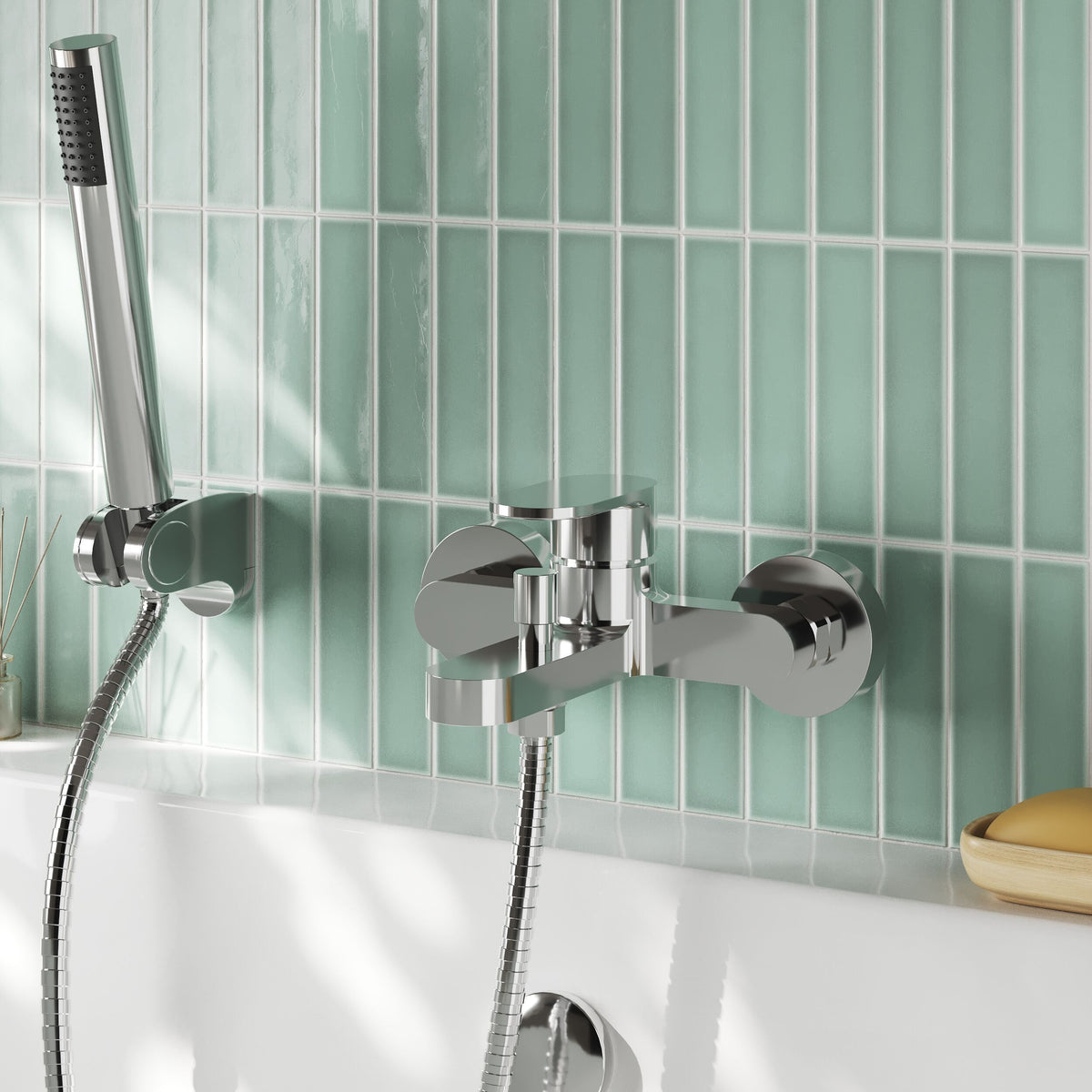 Nuie Binsey Wall Mounted Bath Shower Mixer With Kit – Chrome
