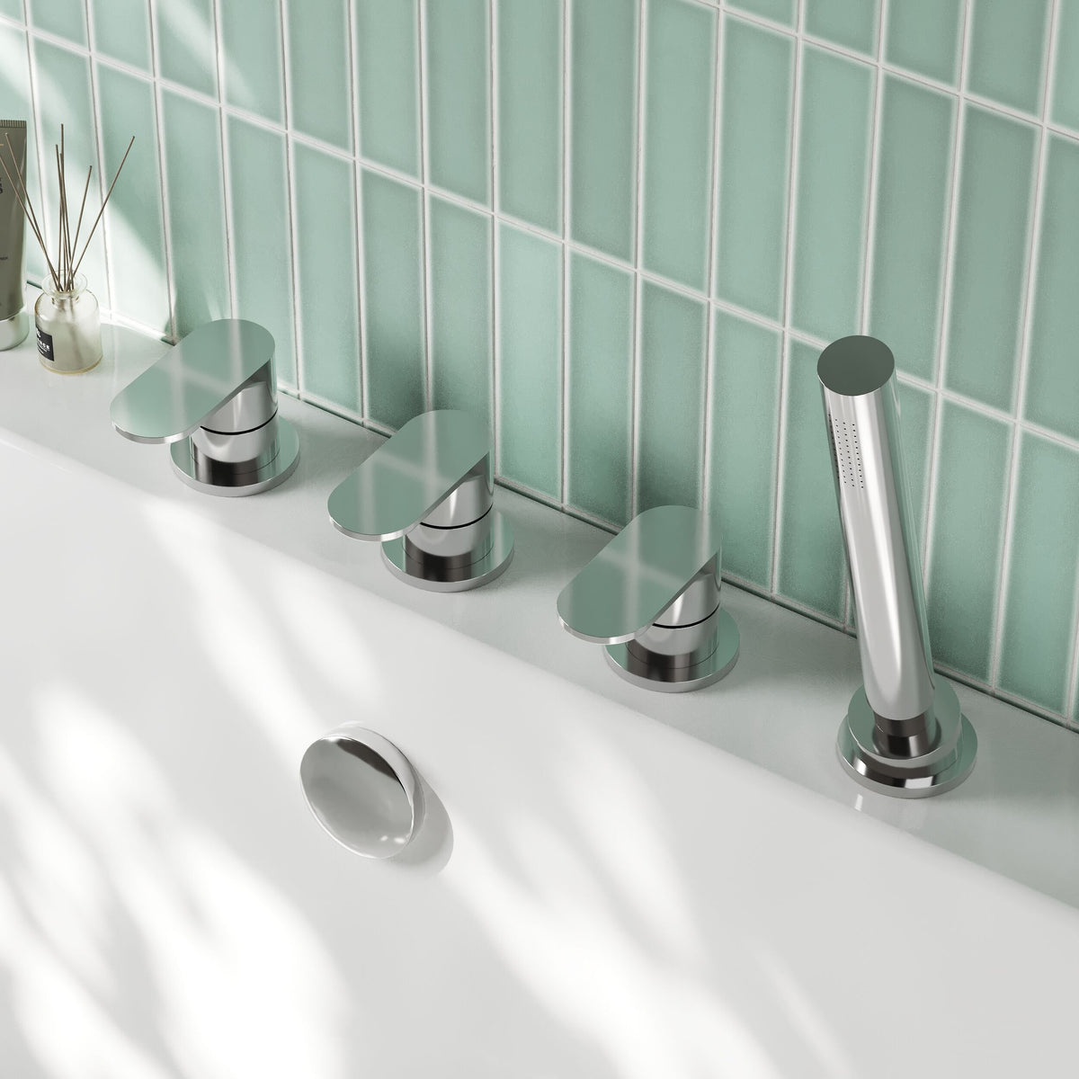 Nuie Binsey 4 Tap Hole Deck Mounted Bath Shower Mixer No Spout – Chrome, photo 4