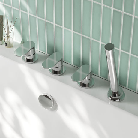 Nuie Binsey 4 Tap Hole Deck Mounted Bath Shower Mixer No Spout – Chrome, photo 4