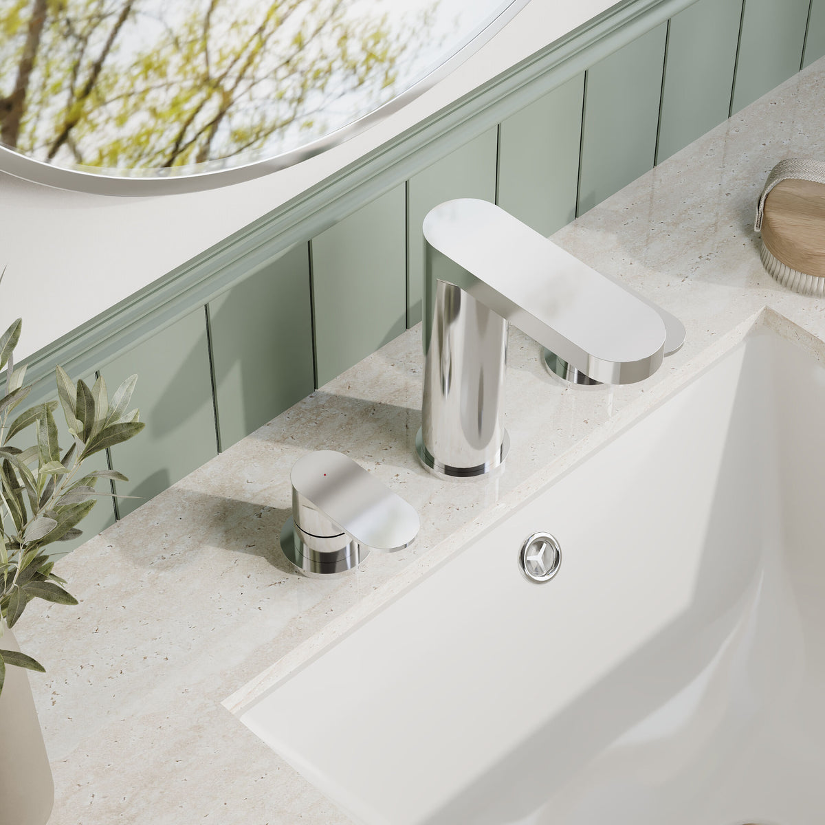 Nuie Binsey 3 Tap Hole Deck Mounted Basin Mixer With Pop Up Waste – Chrome, photo 4