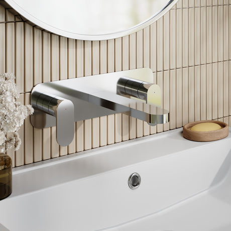 Nuie Binsey 3 Tap Hole Wall Mounted Basin Mixer With Plate – Chrome