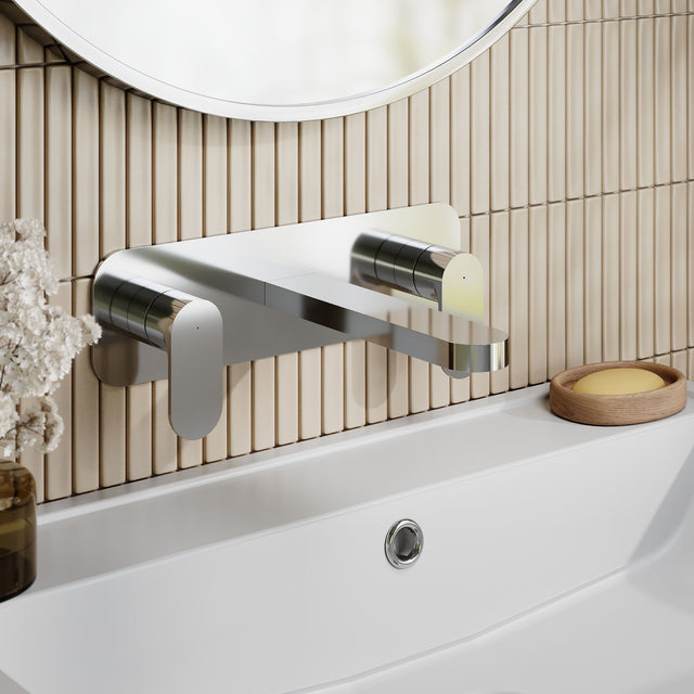 Nuie Binsey 3 Tap Hole Wall Mounted Basin Mixer With Plate – Chrome