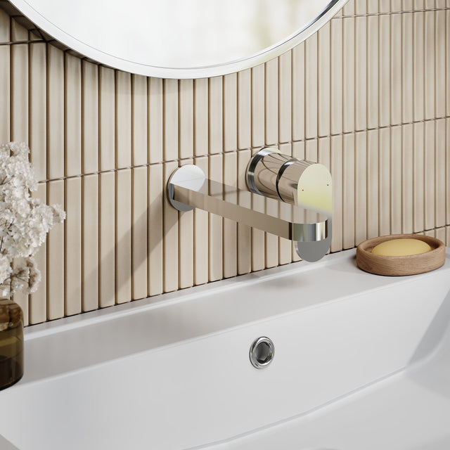 Nuie Binsey 2 Tap Hole Wall Mounted Basin Mixer – Chrome, Matt Black or Brushed Brass