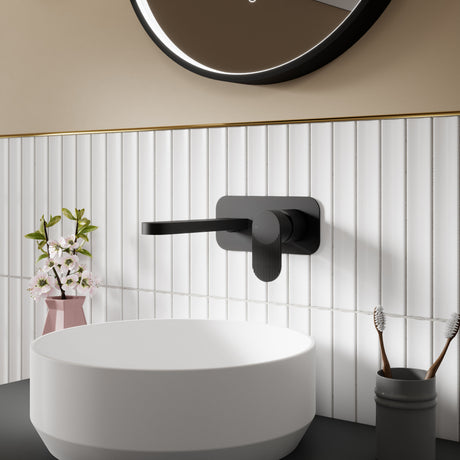 Nuie Cyprus Binsey 2 Tap Hole Wall Mounted Basin Mixer – Matt Black