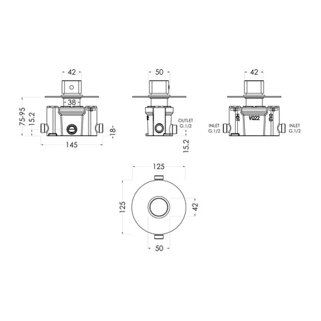 Nuie Binsey Thermostatic Temperature Control Valve – Chrome, photo 2