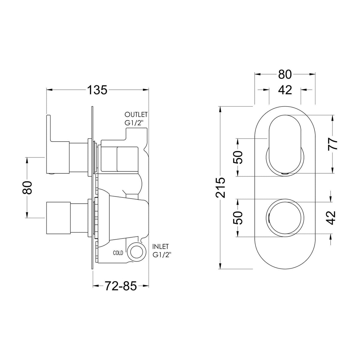 Nuie Binsey Twin Thermostatic Shower Valve – Chrome, photo 3