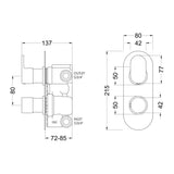 Nuie Binsey Twin Thermostatic Shower Valve With Diverter – Chrome, photo 3