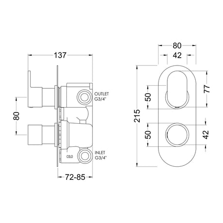 Nuie Binsey Twin Thermostatic Shower Valve With Diverter – Chrome, photo 3