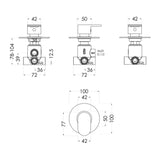 Nuie Binsey Triple Concealed Shower Valve With Diverter – Chrome, photo 2
