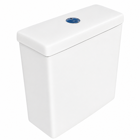 Kartell K-VIT Bijoux close coupled cistern in gloss white with dual flush, product code BJX-CIS