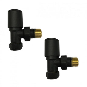 Kartell K-VIT Black Radiator Valve Angled 15mm Pair