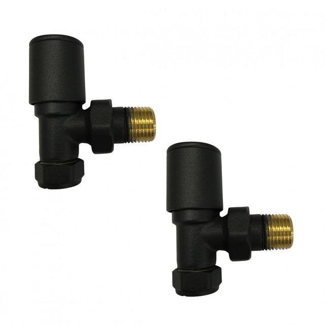 Kartell K-VIT Black Radiator Valve Angled 15mm Pair