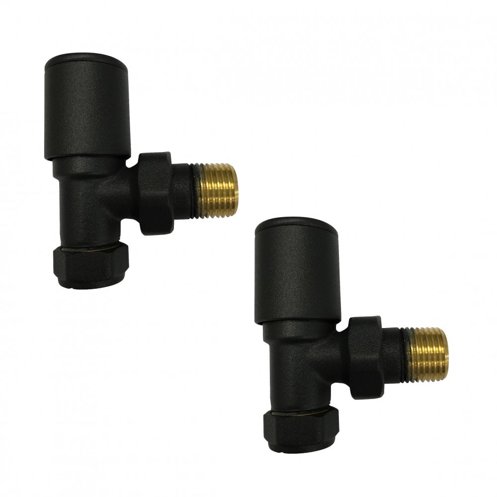 Kartell K-VIT Black Radiator Valve Angled 15mm Pair