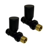 Kartell K-VIT Black Radiator Valve Straight 15mm Pair