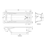 Nuie Linton Eternalite Square Single Ended Bath With Legs – 1700 x 700mm, 1700 x 750mm & 1800 x 800mm, photo 3