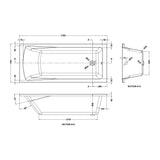 Nuie Linton Eternalite Square Single Ended Bath With Legs – 1700 x 700mm, 1700 x 750mm & 1800 x 800mm, photo 4